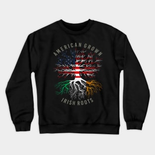 American Grown Irish Roots USA Ireland Flag Heritage Tree Crewneck Sweatshirt